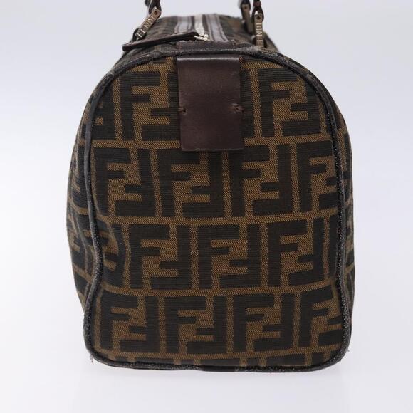 FENDI Zucca Canvas Hand Bag Brown Black Gold - Picture 4 of 12